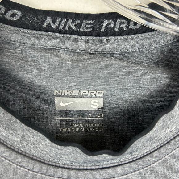Nike Pro Mens Gray Short Sleeve Compression Shirt Top Size Small Athletic - Picture 4 of 8